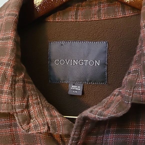 Covington soft flannel brown/red check/ brown lining/ button down shirt/jacket - Picture 2 of 9
